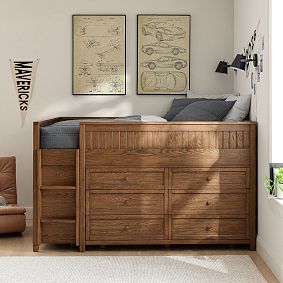 Beadboard Full Low Loft Bed