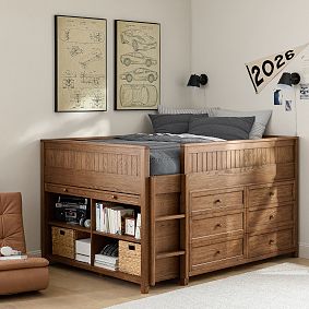 Beadboard Full Low Loft Bed