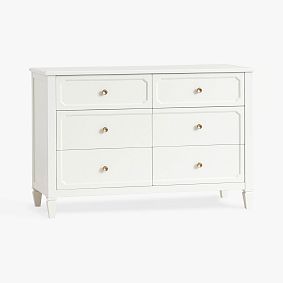 Open Box: Auburn 6-Drawer Wide Dresser (51"W x 21"D) - Simply White, Gold