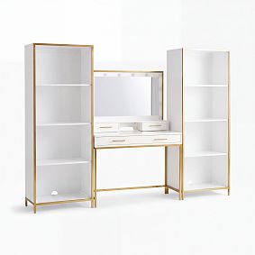 Blaire Classic Desk Vanity with 2 Bookcases (94w"x18d")