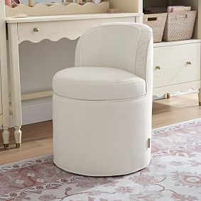 Piped Swivel Vanity Chair with Storage