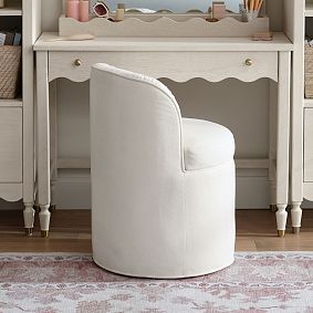 Piped Swivel Vanity Chair with Storage