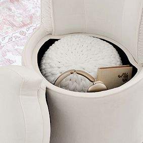 Piped Swivel Vanity Chair with Storage