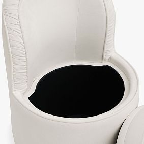 Piped Swivel Vanity Chair with Storage