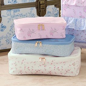 LoveShackFancy Mixed Print Ruffle Packing Cubes, Set of 3