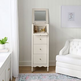 Camille Flip-Top Storage Tower With Mirror (18"w x 18"d)