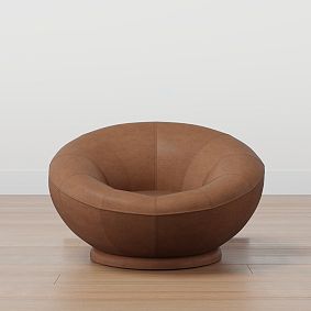 Groovy Swivel Lounge Chair Faux Leather Chestnut