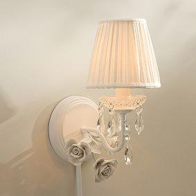 LoveShackFancy Floral Crystal Bead Plug-In Sconce (13.6")