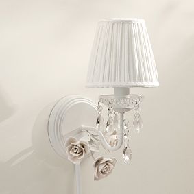 LoveShackFancy Floral Crystal Bead Plug-In Sconce (13.6")