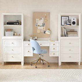 Auburn Storage Desk &amp; Bookcase with Shelves &amp; Drawers Set (108"w x 23"d)