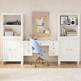 Auburn Storage Desk &amp; Bookcase with Shelves &amp; Cabinets Set (108"w x 23"d)