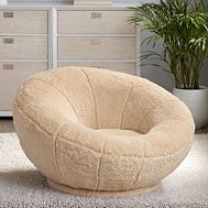 Groovy Swivel Lounge Chair Faux Shearling Natural