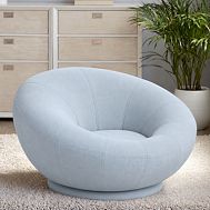Groovy Swivel Lounge Chair Rustic Chenille Icy Blue