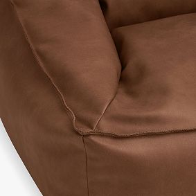 Large Faux Brushed Leather Chestnut Modern Beanbag Lounger