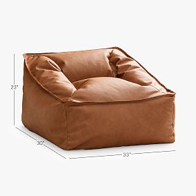 Large Faux Brushed Leather Saddle Modern Beanbag Lounger