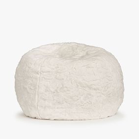 Medium Ivory Polar Bear Faux Fur Bean Bag Chair Slipcover Only