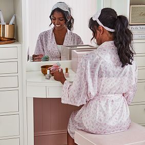 LoveShackFancy Floral Trellis Silky Robe &amp; Floral Trellis Eye Mask Set