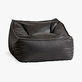 Large Faux Leather Charcoal Modern Beanbag Lounger