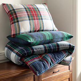 Stewart Navy Plaid Flannel Reversible Comforter