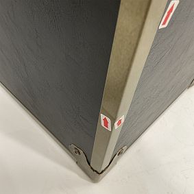 Open Box: Faux Leather Standard Drom Trunk (32") - Coal, Rubbed Brass