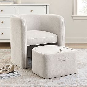 Piped Chair &amp; Ottoman Set
