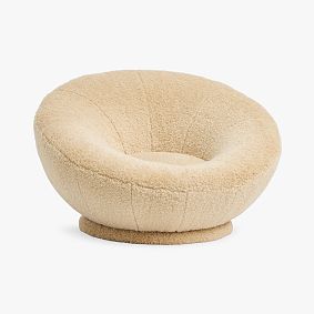 Groovy Swivel Lounge Chair Faux Shearling Natural