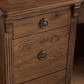 Chris Loves Julia Aged Oak Smart Vanity Desk (57.5"w x 22.5"d)