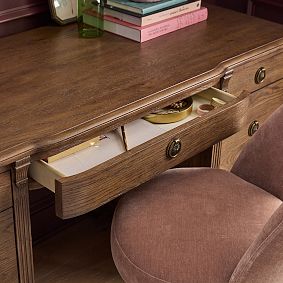 Chris Loves Julia Aged Oak Smart Vanity Desk (57.5"w x 22.5"d)