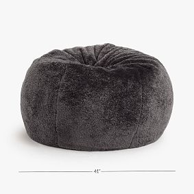 Large Faux Shearling Charcoal Faux Fur Bean Bag Chair