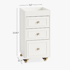 LoveShackFancy Bow Storage Rolling Cart (12"x 23.82")