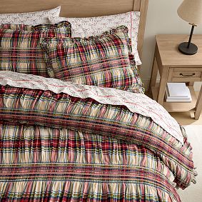Holiday Plaid Smocked Comforter
