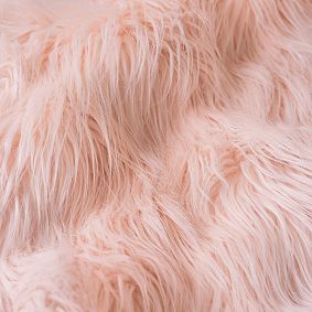 Large Himalayan Faux Fur Blush Bean Bag Chair
