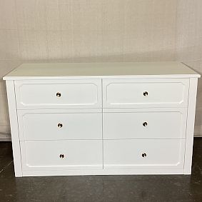 Open Box: Auburn 6-Drawer Wide Dresser (51"W x 21"D) - Simply White, Gold