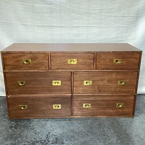 Open Box: Campaign 7-Drawer Dresser (56"W x 19"D) - Heritage Walnut