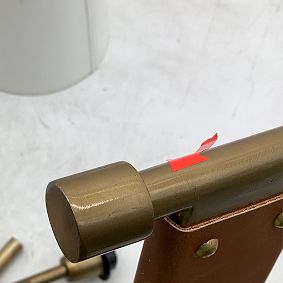 Open Box: Classic Leather Semi Flushmount - Antique Brass, White