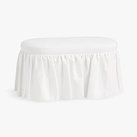 Open Box: Skirted Oval Storage Bench (33.5") - Performance Linen Blend White