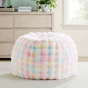 Marshmallow Faux Fur Tie-Dye Bean Bag Chair Slipcover Only