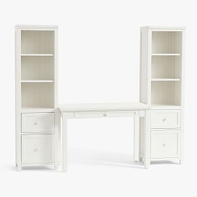 Beadboard Writing Desk &amp; Bookcase Set (83"&ndash;92") (44"w x 22"d)