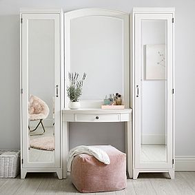 Hampton Vanity Desk with Mirrored Towers (66"w x 18.5"d)