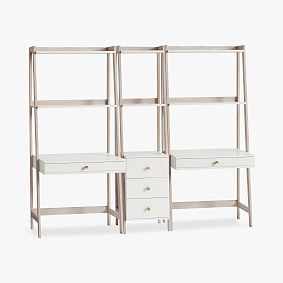 Highland Double Wall Desk &amp; Narrow Bookcase Set (82"w x 20"d)