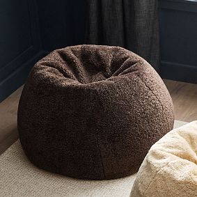 Large Faux Shearling Chocolate Faux Fur Bean Bag Chair