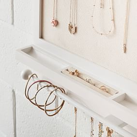 No Nails Wall Jewelry Holder and Linen Pinboard (24"x22")