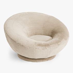Faux-Fur Fawn Groovy Swivel Chair