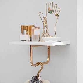 Metallic Trim Shelf with Clothing Bar