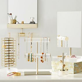 Ava Frosted Acrylic Mirror Jewelry Storage