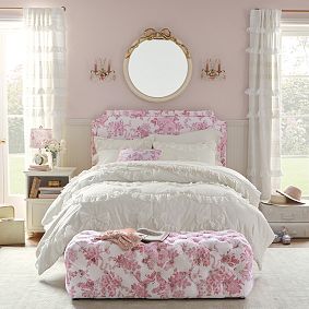 LoveShackFancy Garden Damask Upholstered Lounge Bench
