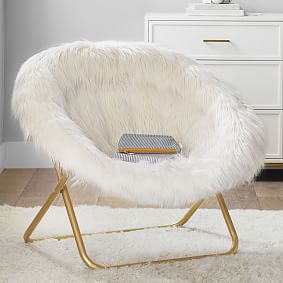 Himalayan Faux Fur Ivory Hang-A-Round Chair