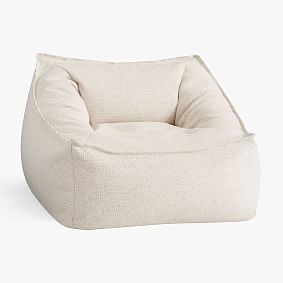 Large Tweed Ivory Modern Bean Bag Lounger