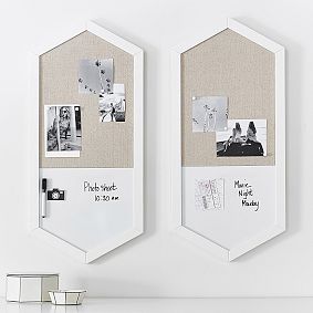 Wood Framed Hexagon Wall Organizer, Simply White