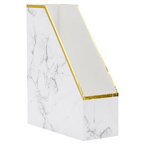 Paper Desk Accessories, Set of 3, White Marble